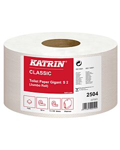 Katrin Classic Gigant Toilet S2, 2-lagig, Toilettenpapier, 600 Blatt/Rolle, 12 Rollen/Umpack