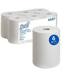 Scott gerollte Papierhandtücher Slimroll - 6 x 165 m lange Papierhandtuchrollen, weiß, 1-lagig, (990 m)