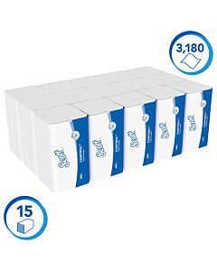Scott Control Papierhandtücher mit V-Faltung – 15 Packungen x 212 Papierhandtücher (3.180)