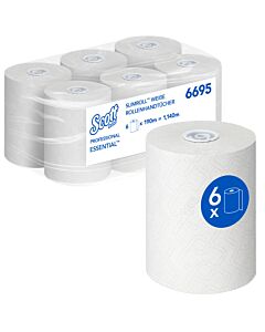Scott Essential Slimroll Rollenhandtücher – 6 x 190 m Papiertuchrollen, weiß (1.140 m)