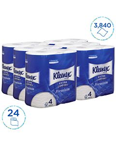 Kleenex Standardrolle, 4-lagig, 24 Rollen x 160 Blatt, weiß (3.840 Blatt)