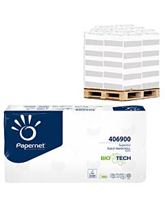 Papernet Superior, 3-lagig, 250 Blatt, Bio Tech, Toilettenpapier - Palette