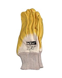 Nitrilhandschuh gelb, Größe 7, teilbeschichtet mit Strickbund